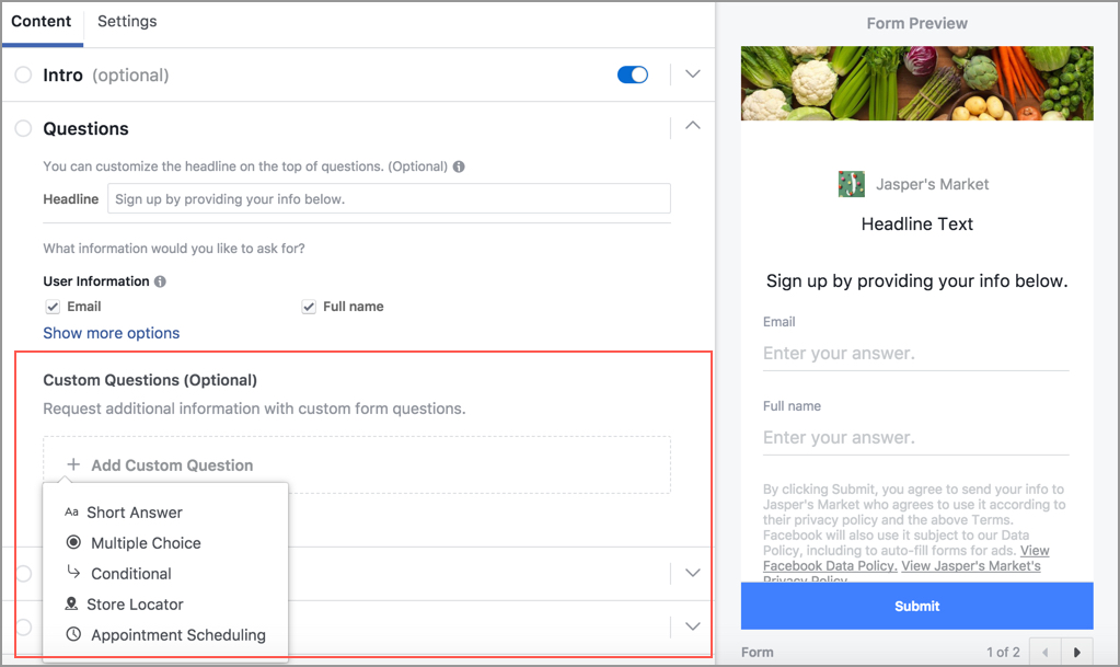 how to create facebook lead ads step 8